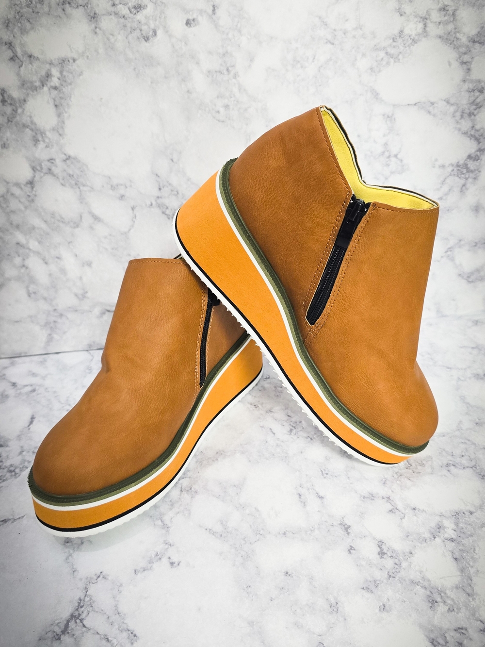 Brown Platform Ankle Boots US 7 EU 38 Platform Boots - Picture 3 of 7